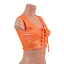 Mini Lace UP Front Crop Tank and High Waist Leggings Set in Orange Sparkly Jewel - Coquetry Clothing