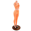 Mini Lace UP Front Crop Tank and High Waist Leggings Set in Orange Sparkly Jewel - Coquetry Clothing