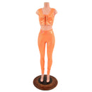 Mini Lace UP Front Crop Tank and High Waist Leggings Set in Orange Sparkly Jewel - Coquetry Clothing