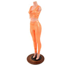 Mini Lace UP Front Crop Tank and High Waist Leggings Set in Orange Sparkly Jewel - Coquetry Clothing