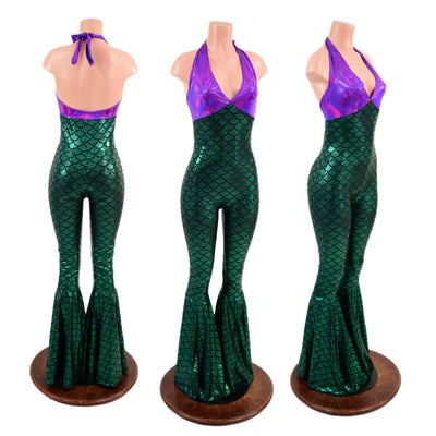 Monroe Halter Bell Bottom Flare Catsuit - Coquetry Clothing