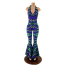 Monroe Halter Bell Bottom Flare Catsuit in Neon Melt - Coquetry Clothing