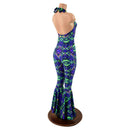 Monroe Halter Bell Bottom Flare Catsuit in Neon Melt - Coquetry Clothing
