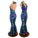 Monroe Halter Bell Bottom Flare Catsuit in Neon Melt - Coquetry Clothing
