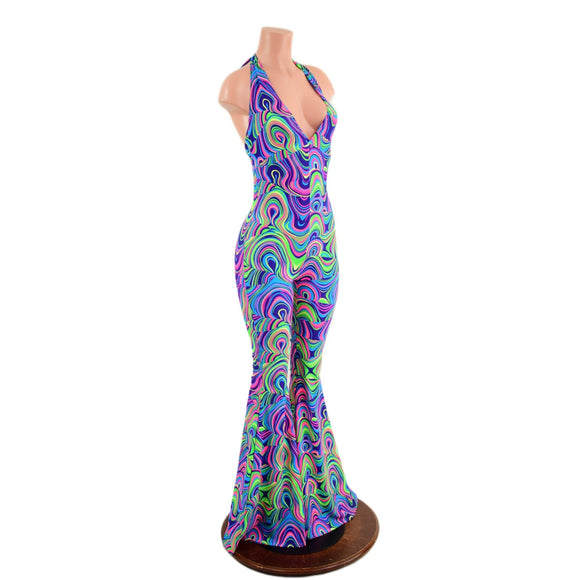 Monroe Halter Catsuit with Solar Flare Leg in Glow Worm - Coquetry Clothing