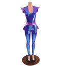 Moonstone and Plumeria Flip Sleeve Catsuit - Coquetry Clothing