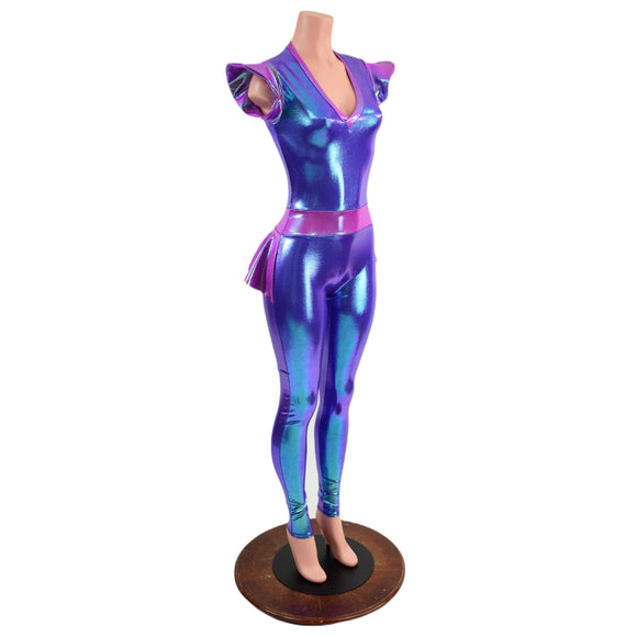 Moonstone and Plumeria Flip Sleeve Catsuit - Coquetry Clothing