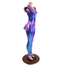 Moonstone and Plumeria Flip Sleeve Catsuit - Coquetry Clothing