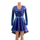 Moonstone Hi Lo Long Sleeve Skater Dress with Silver Holo Skirt Lining - Coquetry Clothing