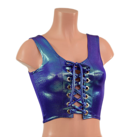 Moonstone Laceup Crop Tank - Coquetry Clothing
