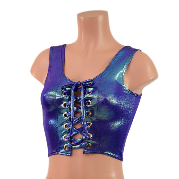 Moonstone Laceup Crop Tank - Coquetry Clothing