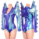 Moonstone Mega Sharp Shoulder Romper with Spiked Sleeves - Coquetry Clothing