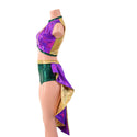 Mardi Gras 2PC Keyhole Top and Tux Back Siren Shorts Set - 3