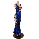 Neon Blue Lightning Oring Cutout Bell Bottom Catsuit - Coquetry Clothing