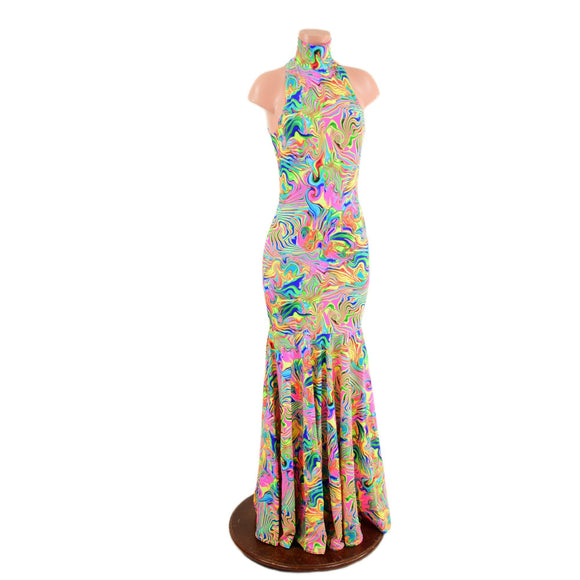 Neon Flux Backless Trumpet Gown - Coquetry Clothing