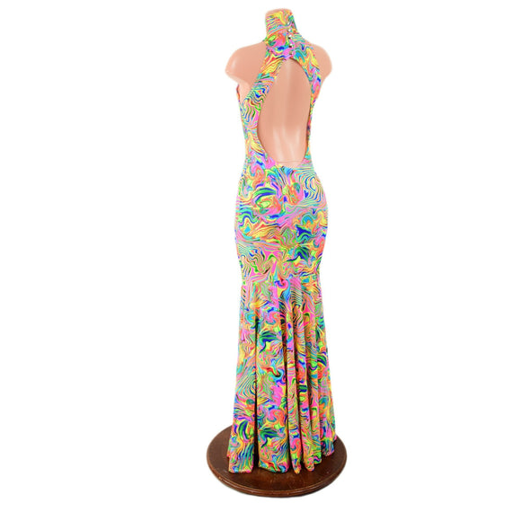 Neon Flux Backless Trumpet Gown - Coquetry Clothing