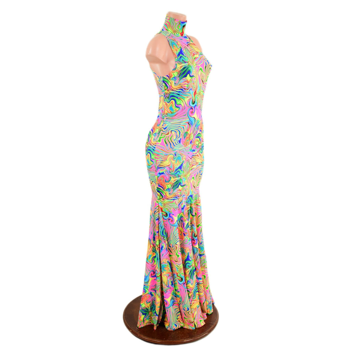 neon backless dress Flux Trumpet Gown back bright long formal 3rddec2025bf backless dress Size:3 Trumpet/Mermaid Cowl Neck Court