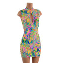 Neon Flux Bodycon Sleeveless Dress with Keyhole Neckline and Back Zipper - Coquetry Clothing