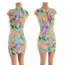 Neon Flux Bodycon Sleeveless Dress with Keyhole Neckline and Back Zipper - Coquetry Clothing
