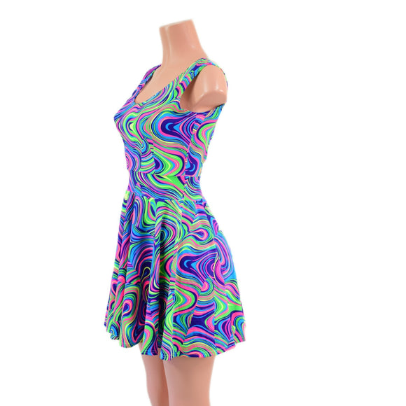 Neon Glow Worm Tank Style Skater Dress - Coquetry Clothing