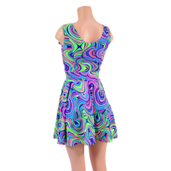Neon Glow Worm Tank Style Skater Dress - Coquetry Clothing