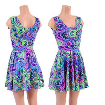 Neon Glow Worm Tank Style Skater Dress - Coquetry Clothing
