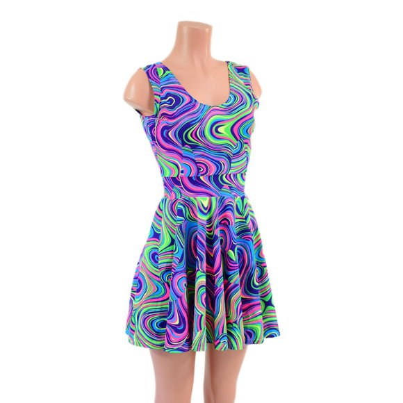 Neon Glow Worm Tank Style Skater Dress - Coquetry Clothing
