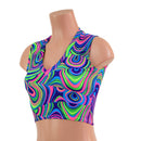 Neon Glow Worm V Neck Sleeveless Crop Top - Coquetry Clothing