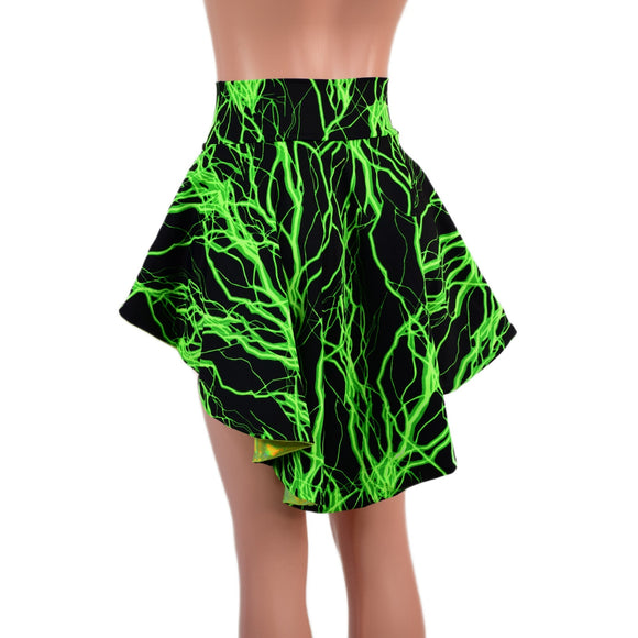 Neon Green Lightning Hi Lo Skirt with Lime Liner - Coquetry Clothing