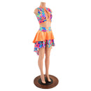 Neon Keyhole Top and Hi Lo Tiered Skirt Set - Coquetry Clothing