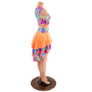 Neon Keyhole Top and Hi Lo Tiered Skirt Set - Coquetry Clothing