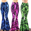 Neon Lightning High Waist Bell Bottom Flares - Coquetry Clothing
