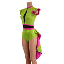 Neon Lime and Pink Tuxedo Back Romper - Coquetry Clothing