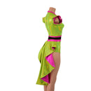 Neon Lime and Pink Tuxedo Back Romper - Coquetry Clothing