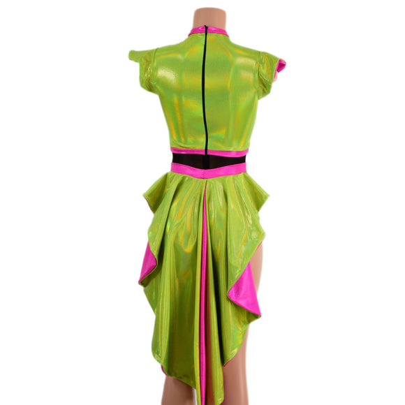 Neon Lime and Pink Tuxedo Back Romper - Coquetry Clothing