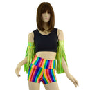 Neon Lime Fringed Wrestling Arm Bands with Slide Ties - Coquetry Clothing