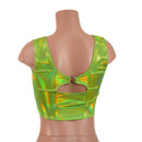 Neon Lime Holo High Or Low Reversible Cutout Oring Mini Crop - Coquetry Clothing
