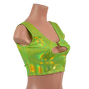 Neon Lime Holo High Or Low Reversible Cutout Oring Mini Crop - Coquetry Clothing