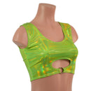 Neon Lime Holo High Or Low Reversible Cutout Oring Mini Crop - Coquetry Clothing
