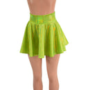 Neon Lime Holographic Circle Cut Rave Skirt - Coquetry Clothing