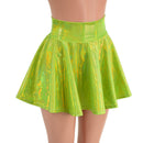 Neon Lime Holographic Circle Cut Rave Skirt - Coquetry Clothing
