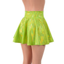 Neon Lime Holographic Circle Cut Rave Skirt - Coquetry Clothing