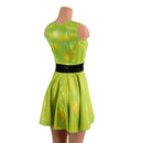 Neon Lime Holographic Tank Style Skater Dress - Coquetry Clothing