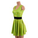 Neon Lime Holographic Tank Style Skater Dress - Coquetry Clothing