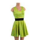 Neon Lime Holographic Tank Style Skater Dress - Coquetry Clothing