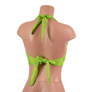 Neon Lime Holographic Tie Back Halter Top - Coquetry Clothing