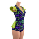 Neon Melt Flip Sleeve Ruffle Rump Romper - Coquetry Clothing