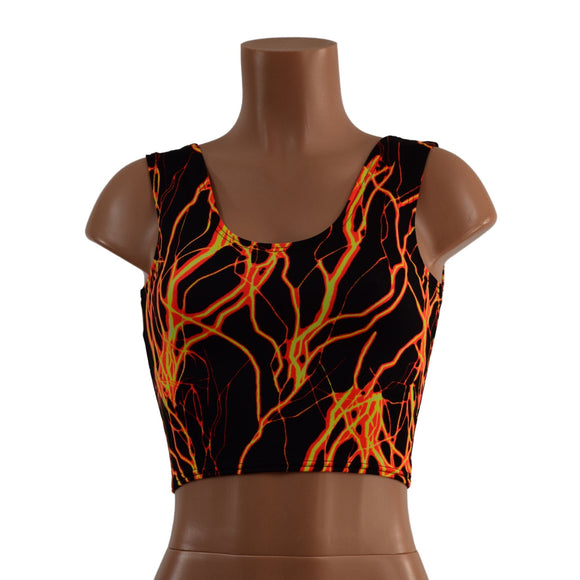 Neon Orange Lightning Crop Tank - Coquetry Clothing