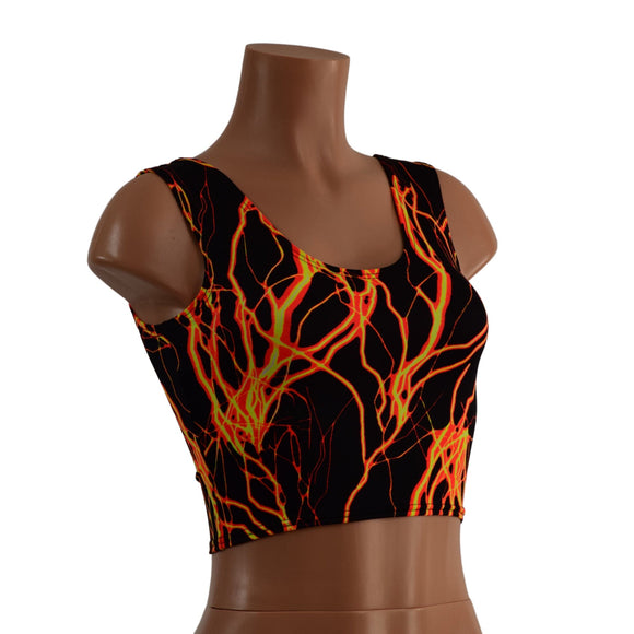 Neon Orange Lightning Crop Tank - Coquetry Clothing