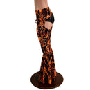 Neon Orange Lightning Lace Up Bell Bottom Chaps - Coquetry Clothing